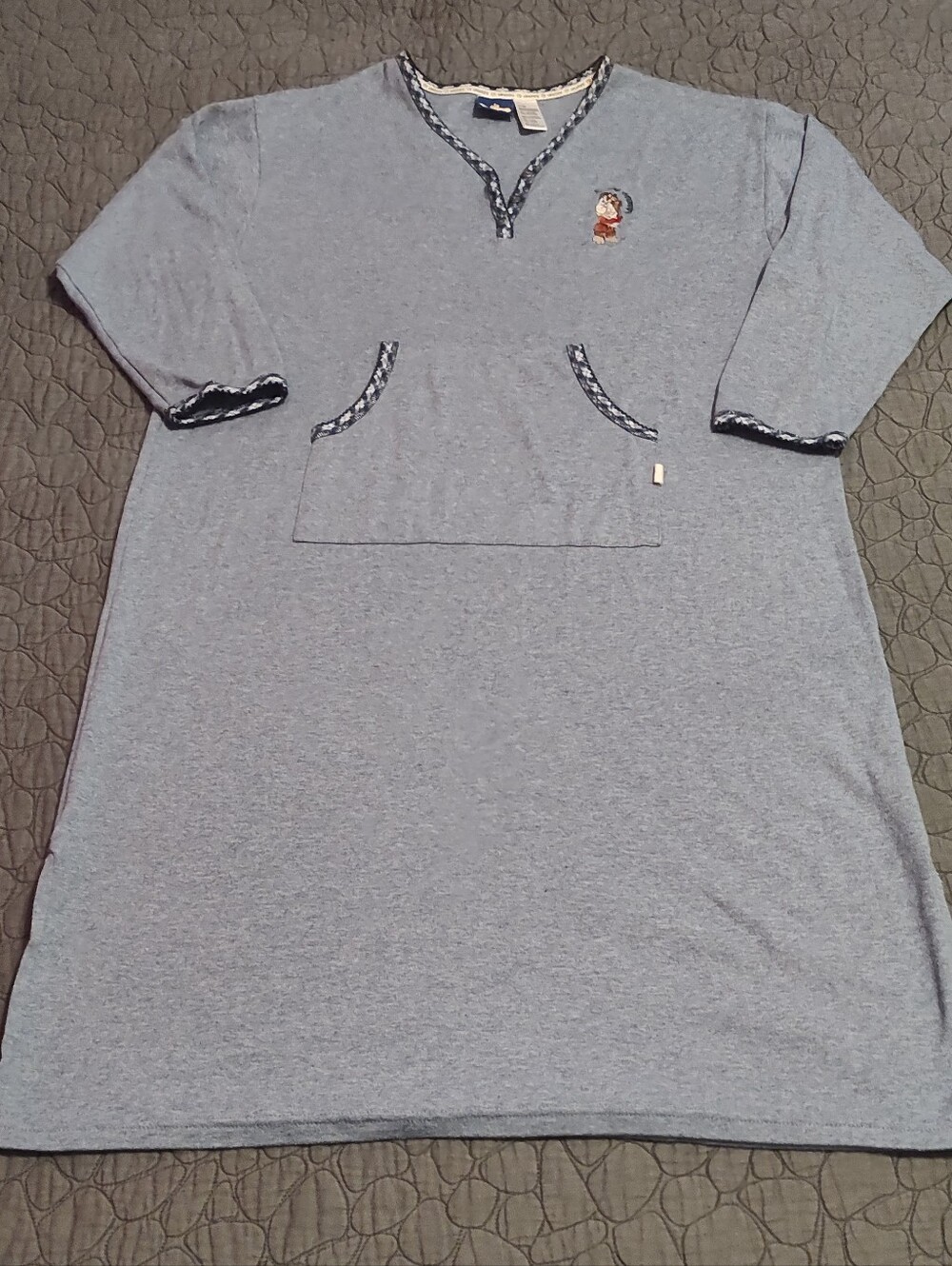 Disney Feeling Grumpy Women's Light Blue Long Sleeve Cotton Robe Size L